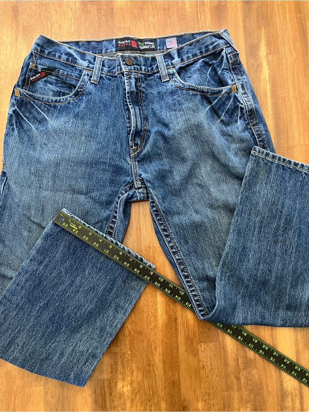 Ariat FR Men's Straight Leg Denim Jeans in Dark Blue Wash